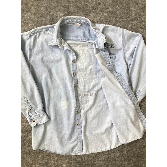 Vintage 1997 Jim Morrison Tribute Shirt XL The Doors Denim Long Sleeve Button Up - Picture 11 of 15